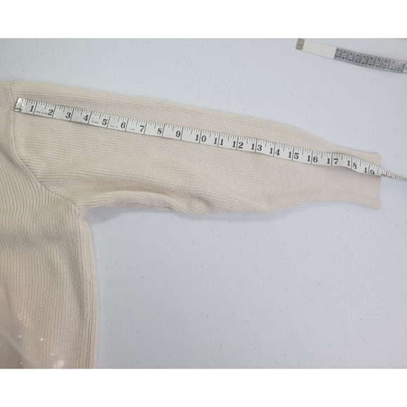 Vtg 80s 90s Eddie Bauer Sweater Off White Henley Knit Pullover Men's Size Large - Picture 5 of 10